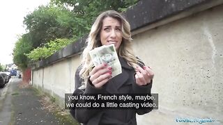 Hot French teacher screwed hard by a stranger for cash in the street