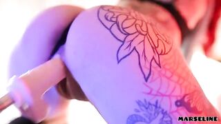 The hot girl Marseline fucks with a machine and gets wet