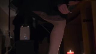 Footjob with white stockings, followed by intense release. The exclusive HD content