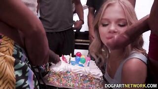Coco Lovelock receives 11 huge black cocks for her birthday