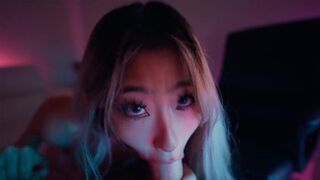 Sexual massage with sexy Asian teen Raya Steele and a huge cock