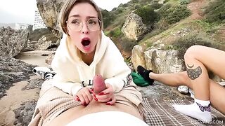Two young girls enjoy passionate sex on the beach