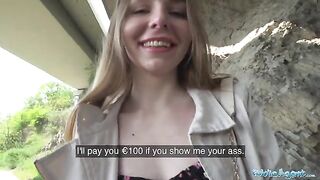 Long haired Ukrainian babe gets talked into sex outdoors