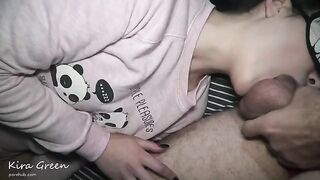 The man fucked two young sluts, and they licked his cum twice