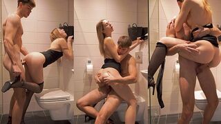 Mini dress and stockings drive me crazy, fucking step-sister in the bathroom