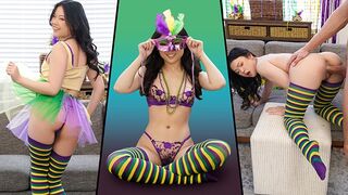 Lulu Chu celebrates Mardi Gras by getting her tight pussy railed in POV style