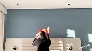 The lucky guy penetrated his girlfriend with a sturdy cock, leaving her dripping wet