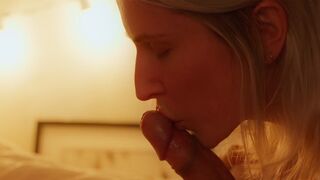 A sexy blonde gives her husband a massage and then they have sex