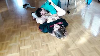 Girl was fucked on the floor, she has a huge load of sperm on her body