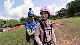 Squirt while paragliding in the sky over Costa Rica with intense orgasm