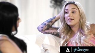 Besties Violet Myers and Kali Roses do a soft 69 and passionate scissoring in this steamy scene