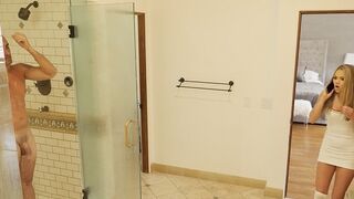 Athena sneaks into the shower with her stepfather in a steamy scene