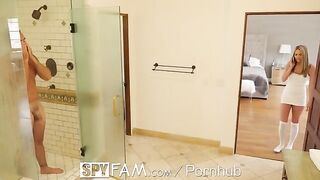 Athena sneaks into the shower with her stepfather in a steamy scene