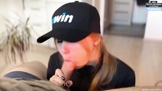 Today you deserve a blowjob, and here's a hot blonde to prove it!