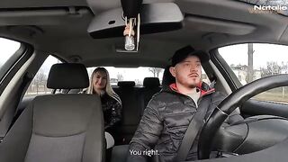 A hot girl gets fucked by her lucky taxi driver in the car