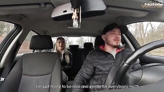 A hot girl gets fucked by her lucky taxi driver in the car