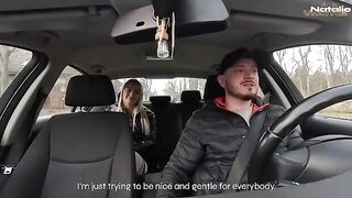 A hot girl gets fucked by her lucky taxi driver in the car