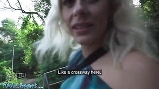 Blonde MILF with natural tits gets banged outdoors in the park by agent