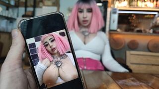 Nurse with dirty job is hungry and eating a cock in the restaurant