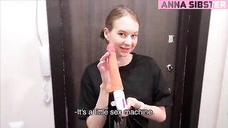 The courier delivered a new toy to the house and tried it on
