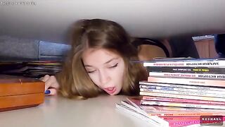 Bored stepbrother and stepsister playing a little on camera