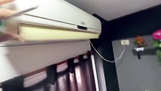 A hot girl has sex with her air conditioner installer because she can't pay him