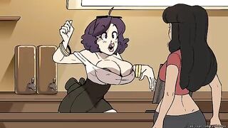 The girl is a barista in a coffee shop, yet she is unable to control her urges