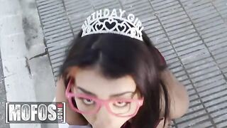 Jordi El Nino Polla surprises Kitty Love on the birthday street