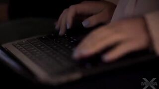 The pretty woman was punished by her stepfather for Sexting
