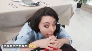 Whitney Wright is too horny to wait for dessert, sneaks under the table