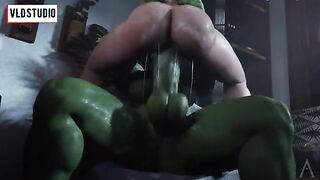 Futanari Marvel Heroes Fuck Each Other in 3D Anime Style