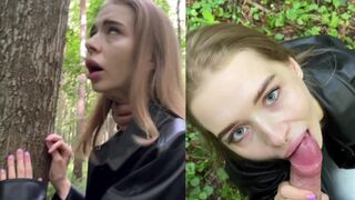 A hot chick Californiababe is fucking in the forest, taking a big risk