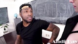 Andi Ray, the busty teacher, gets her big tits pounded by BBC Rome Major