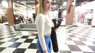 Hot blonde with big ass fucked in shopping mall toilet for cash