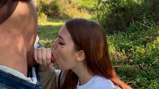 Pervert guy fucks his stepsister in the park, getting caught