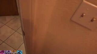 Stepmom prepares for bed while her stepson watches and indulges himself