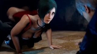 Ada Wong cheating on Leon with a mysterious guy in an animated scene