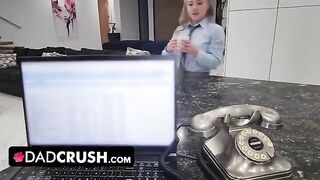Blonde stepdaughter Eva Nyx gets her pussy filled with cum