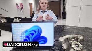 Blonde stepdaughter Eva Nyx gets her pussy filled with cum