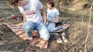 A hot slut is going camping, you can join her in the woods