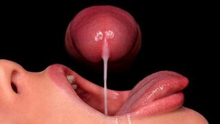 Babe uses her mouth for sperm disposal and performs cock sucking ASMR