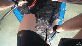 A hot girl caught a wave on a board and got down to business