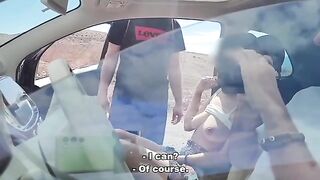 Passerby fucked by exhibitionist in public street action