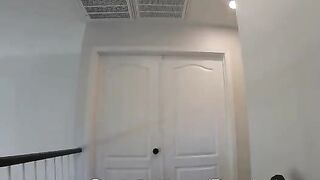 Skinny blonde sneaks her BF in and films POV with pono style