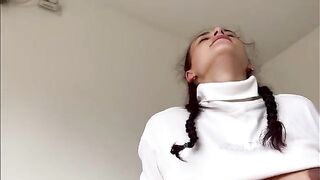 A pregnant stepsister with a big belly fucks her stepbrother passionately