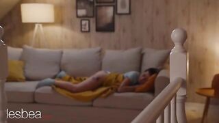 Andrea Lapiedra and Kaira Love enjoy a sensual lesbian session with a vibrator