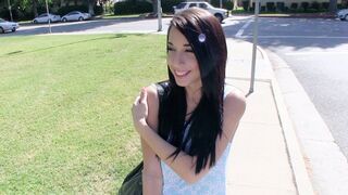 Petite teen Mia Hurley gets fucked for money outdoors