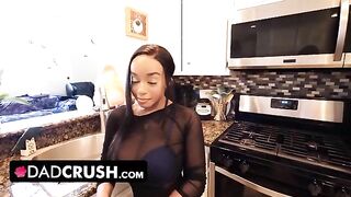 Busty ebony Lily Starfire gets creampied by her stepdad in a taboo scene