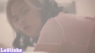 Asian babe gets her pussy filled with sticky white cum and juices