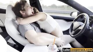 A young girl fucks with her boyfriend in his car